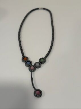 Multi-Color Hematite Bead Necklace with Pastel Accent Stones
